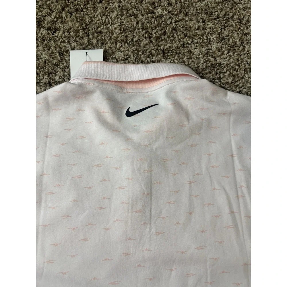 NEW Nike Tour Dri-Fit Golf Polo Shirt Micro Print, Light Peach - Size XL